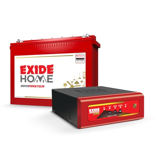 Exide Inverter & Battery Combo for Home, Shop & Office – STAR12V900 (900VA/12V) Pure Sine Wave Inverter + INVA Master IMTT1500 150Ah 12V Tall Tubular Battery | 42M Inverter & 60M Battery Warranty