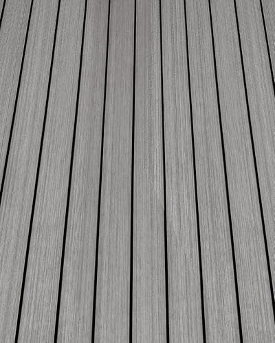 OCEANBROAD Self-Adhesive 48''x16.8'' Boat Flooring with 3M Adhesive Backing EVA Foam Boat Decking Faux Teak Marine Non-Slip Sheet for Jon Motor Boats Yacht Helm Pad Floor, Gray with Black Seam Lines