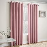 Enhanced Living Vogue Blush Pink 46 x 54 inch (117x137cm) Eyelet Thermal Noise Reducing Dim Out Curtains for Bedroom and Living Room