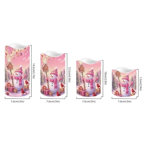 Image of Snowman Cardinal Color Changing Electric Candles, 4 Pack | cozy Christmas Flameless Candle Set with Remote Control, Battery Operated, Fake Candles for Kitchen Room, Home decor