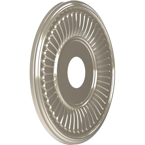 Image of Ekena Millwork CMP16BEBCR Berkshire Thermoformed PVC Ceiling Medallion (Fits Canopies up to 7 inch), 16 inchOD x 3 1 /2 inchID x 1 inchP, Bright Coat Chrome