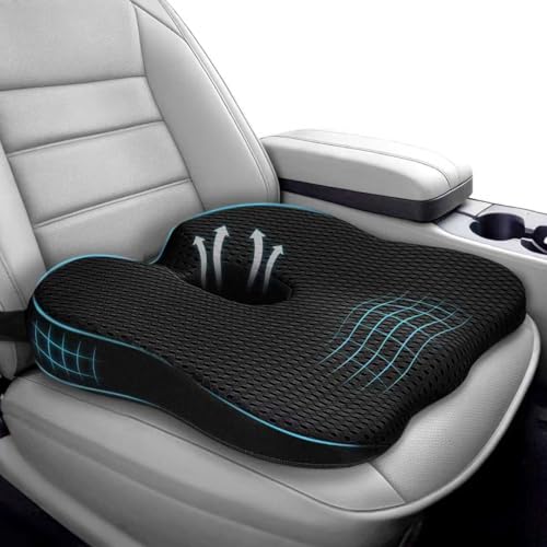 Arbanith Cojín de Asiento para Coche – Cojín Elevador Ergonómico de Espuma Viscoelástica con Base Antideslizante y Correa Ajustable – Cojin Coche Conductor para Automóvil, Camión, Vehículo
