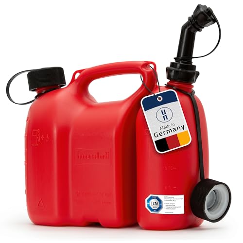 hünersdorff GmbH Doppelkanister 1,5 L, Réservoir Double Profi PE-HD Homologation Nu Accessoire, Noir/Rouge, 3 + 1,5 L, 5 L, Rouge, 14,5 x 30,8 x 25,4 cm 804000