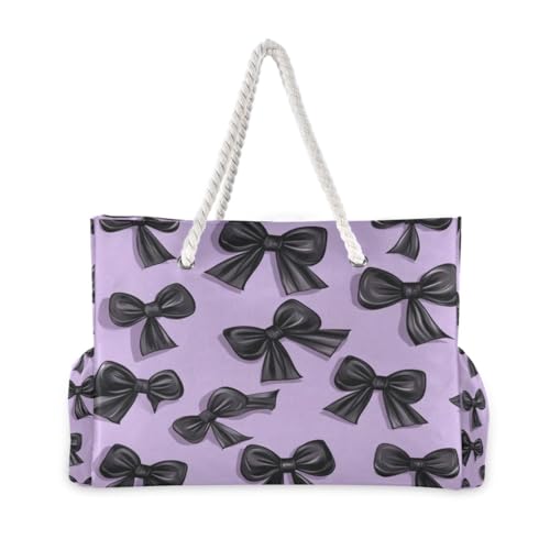 Black Bows (1) Beach Bag & Travel Tote Bag Large Sandproof Wet Pouch for Gym Travel2