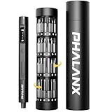 PHALANX Mini 3.7V Electric Screwdriver - Precision Screwdriver Set with 60-in-1 Magnetic Bits, Magnetic Rotatable Rack, 5/32''Hex, Electric Screw Driver Cordless for Phone, Camera, Laptop, Watch Black