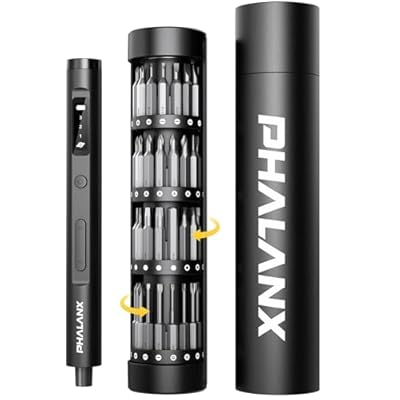 PHALANX Mini 3.7V Electric Screwdriver - Precision Screwdriver Set with 60-in-1 Magnetic...