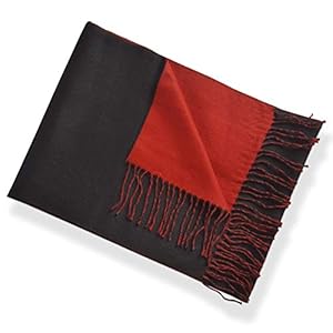 Reversible 100% Baby Alpaca Woven Scarf ~ Natural Fiber Wrap for Women and Men ~ Black/Red