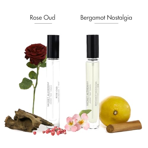 Image of Secret Alchemist Clean Perfume Duo Discovery Set - 10ml x 2 Long Lasting Unisex EDP Gift Set for Women & Men | Floral & Fresh | High Concentration, Travel Size, Day Wear (Rose Oud, Bergamot Nostalgia)