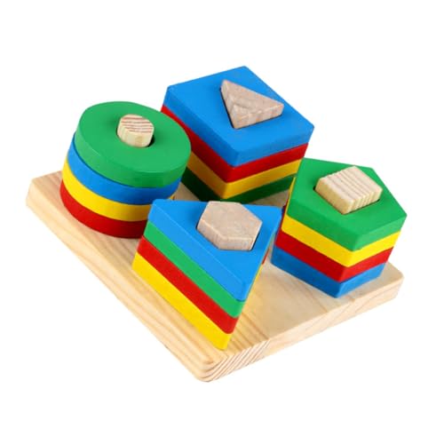 FUNNETOYU 木製積み木 知育 ピラーブロック 形状認識 色彩学習 幼児用 丸み加工 丈夫な耐久性 の手眼協調 発達促進