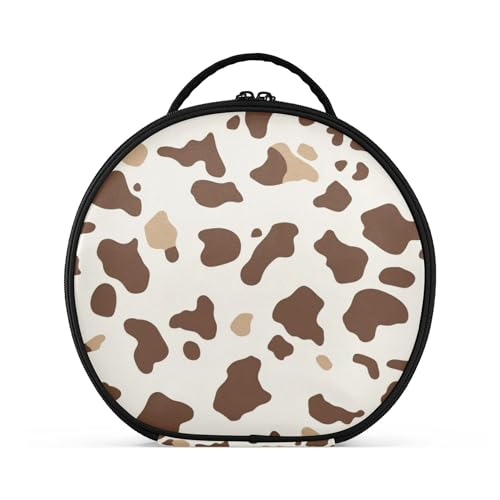 Takiito Cow Print Travel Makeup Case Portable Makeup Box Artist Cosmetic Case Organizer With Adjustable Dividers