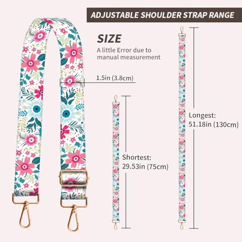 Image of Purse Strap Replacement Crossbody, 3.8cm Wide Shoulder Strap Adjustable Replacement Belt Gold Buckle