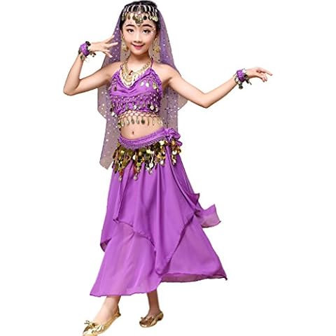 Astage Girl Indian Belly Dancing Clothes Halloween Dress All Sets Purple S Cover