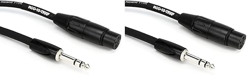 Roland Cable de interconexión serie negro, TRS de 14 pulgadas a XLR (hembra), 10 pies (paquete de 2)