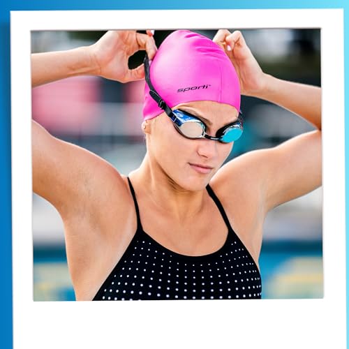 Sporti Multi Color Silicone Swim Cap - Yellow/Blue/Pink