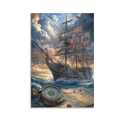 Toile voilier moderne 50x75 cm aux finitions soignées pour séjour