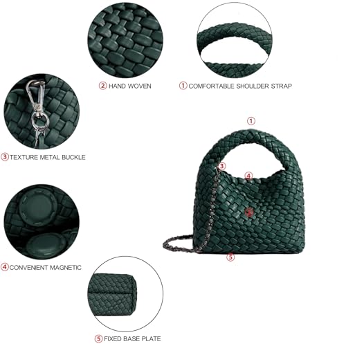 Image of JINMANXUE Fashion Mini Handbag For Women, Woven Tote Bucket Composite Bag Knitting Chain Bags, Crossbody Shoulder Purses