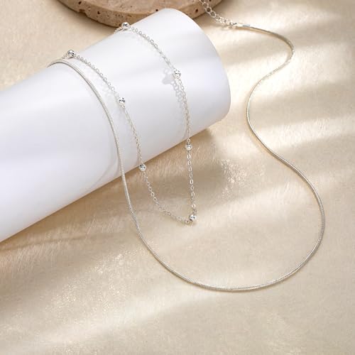 Image of Tewiky Layered Necklaces for Women 14k Gold Plated Chain Necklace Set
