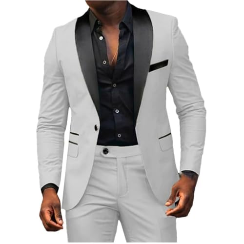 Men's 2 Piece Slim Fit Suit Set One Button Blazer Jacket Pants Tuxedo Set for Party, Wedding and Office