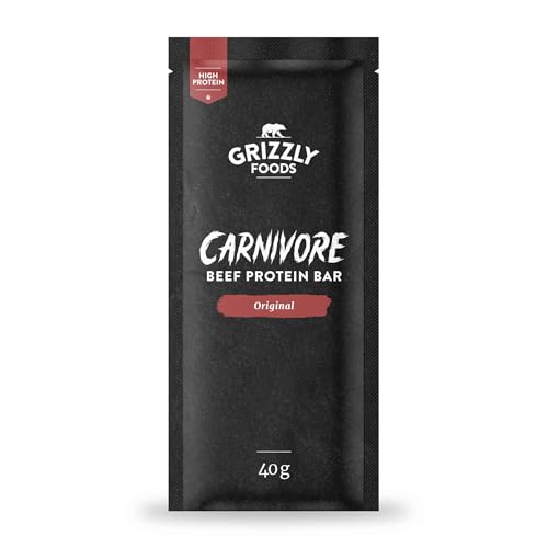 Grizzly Foods • Carnivore Beef Bars (5 x 40g) • 100% Rindfleisch • Über 40% Protein • Ohne Zucker & Zusätze • High Protein Low Carb Snack • Fleischriegel für Sport, Fitness, Muskelaufbau & unterwegs