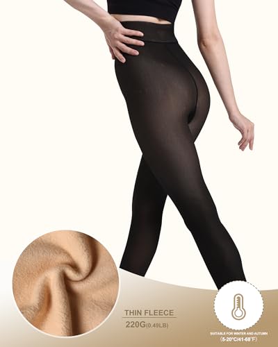 MATHACINO Fleece Lined Tights Women, Fake Translucent Thermal Tights High Waist Pantyhose for Women Warm Leggings for Winter3