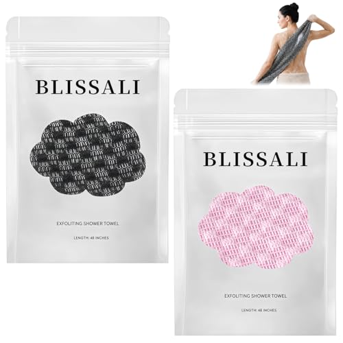 Blissal Exfoliating Shower Towel 2-in-1 Exfoliating Towel Deep Exfoliating Premium Scrub Wash Cloth for Body & Face 2 Sides Blissal Shower Towel for All Skin Types Woman and Men