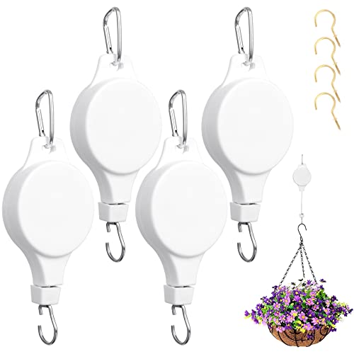 Fippy 4 Stück Ampelaufzug Blumenampel Weiß Seilrolle Ampelaufzug...