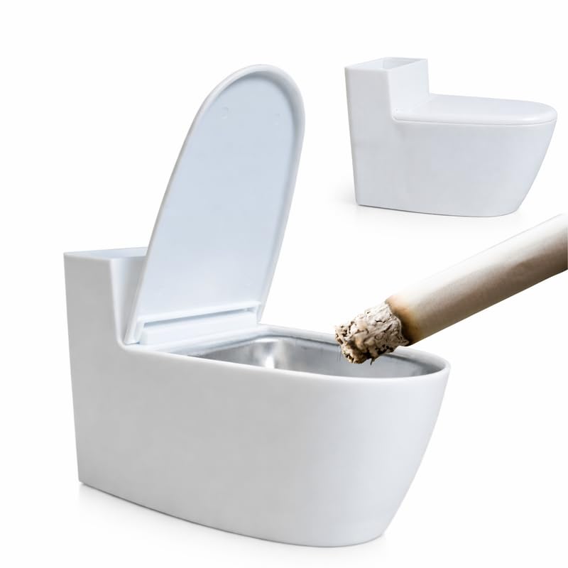 GION Wall Mounted Toilet Shaped Bathroom Ashtray with Lid, Detachable Tray Cigarette Holder, Adhesive No Drill, Modern Smoking Accessories-image-23