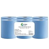 Blue Roll x 6, Kitchen Roll, Blue Centrefeed Paper Tissue Rolls, 2-Ply Embossed, High-Absorbency Hand Towel & Cleaning Rolls for Kitchen, Catering, Washrooms & Commercial Use - TORA PURE - Image 1