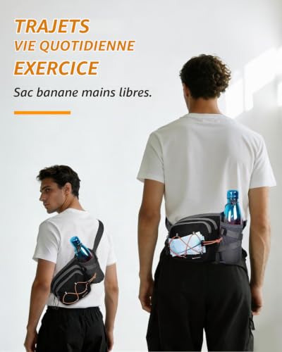 Sportsnew Sac Banane avec Porte-Bouteille 2L, Taille Banane Légère Imperméable pour Homme et Femme, Vélo, Camping, Jogging, Escalade et Promenade – vue 8