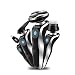 HaloVa Electric Razor, 3D Rotary Floating Blades, USB Rechargeable Men's Shaver, Shave Wet and Dry, Whole Body Washable 4 in 1 with Nose Trimmer, Sidebums Razor, Facial Brush, Black