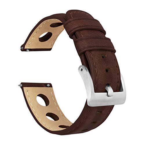 22mm Chocolate - BARTON Rally Horween Leather Watch Bands - Integrated quick release spring bars- 316L stainless steel- Choose Strap Color & Width