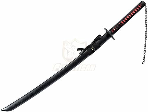 Miniatura 2 de Kurosaki Ichigo Cosplay Anime Japonés Samurai Espada Tensa Zangetsu Real Katana Primavera 5160 Acero Negro Hoja Full Tang Metal Versión W33