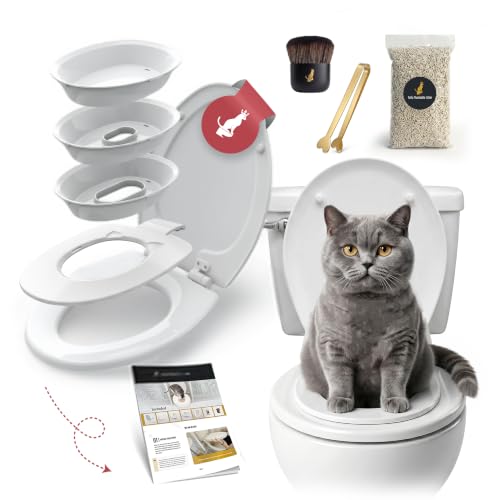 The Cat Throne™ Cat Toilet Trainer Kit - Premium Cat Toilet Training System | Vet-Approved, Humane & Permanent Solution | Trainer for All Ages and Breed | Litter-Free Home (Elongated Seat)
