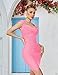 meilun Women's Rayon Sexy Short Sleeve Square Neck Bandage Dress X-Small Pink