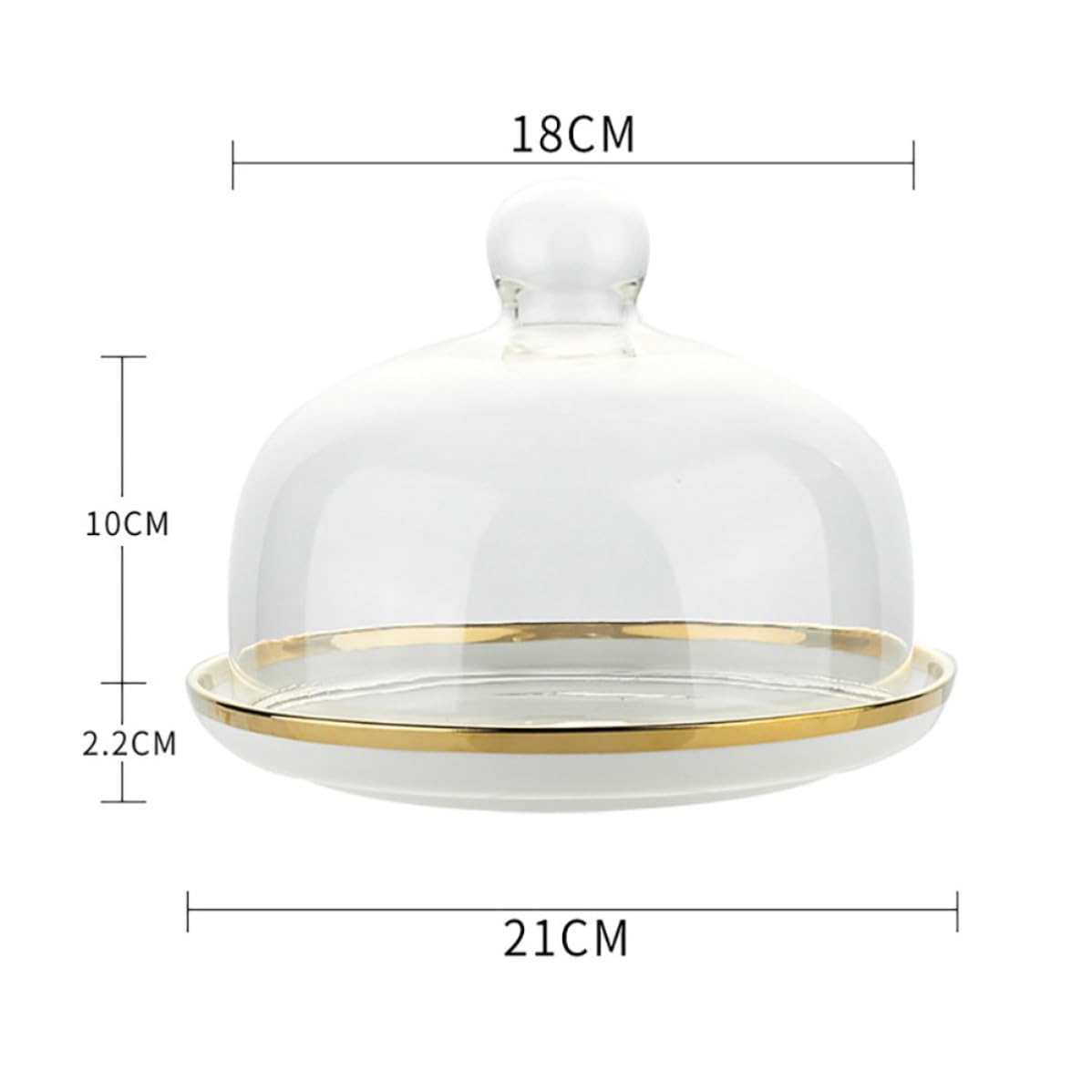 iplusmile Cúpula de Pastel Transparente con Bandeja de Cerámica para Exhibir y Proteger Postres y Tartas en Comidas Festivas y Recepciones