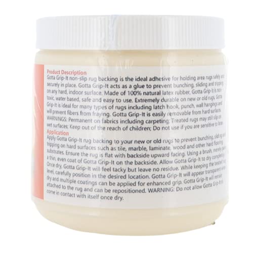 Gotta Grip-It Non-Slip Rug Fixative Gum 16 Oz - Safe And Easy To Use, Machine Washable And Dryer Safe, Backings Adhesive, Natural- 16 Oz #TOP5