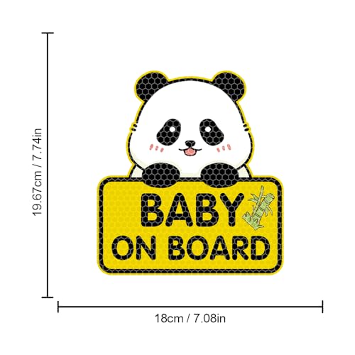 Image of 2PCS Panda Baby On Board Sticker for Cars, Cute Highly Reflective Kids in Car Sticker Sign for Car Window Bumper Truck Auto Warning Decals (Purple)