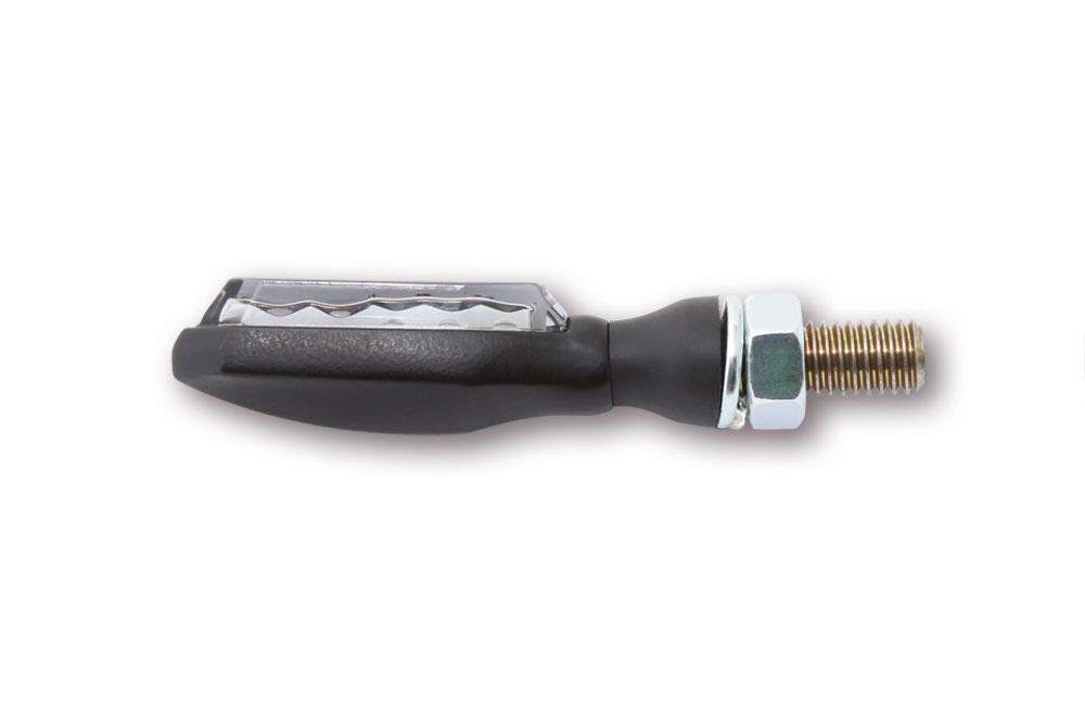 HIGHSIDER LED Rück-, Bremslicht, Blinker Einheit SONIC-X1, schwarz, getönt | Sehr kleine Einheit für hinten, 5 SMDs für Blinken, Fahrlicht und Bremslicht, Maße 44 × 13 × 15,5 mm, Bolzen M8 x 1.25 mm