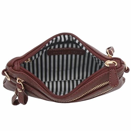 Image of FashionPuzzle Multi Zipper Pocket Small Wristlet Crossbody Bag