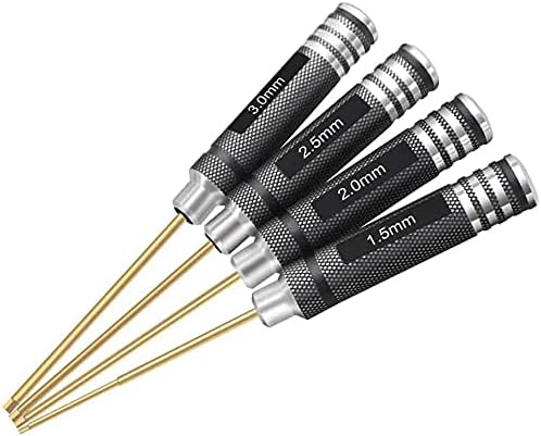 ZIQING 4pcs 1.5mm 2.0mm 2.5mm 3.0mm Hex Screw Driver Set Titanium Hexagon Screwdriver Rc Car Tool Kit Wrench Tool Kit for Multi-Axis FPV Racing Drone RC Quadcopter Helicopter Car Models