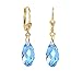 Schoener-SD, Boucles d’oreilles plaqué or avec petits cristaux briolettes de Swarovski®, pendants d’oreilles aigue-marine bleu