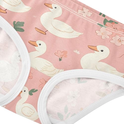Wusikd Flowers Pink Girls' Underwear Cotton White Ducks Girls Briefs Soft Toddler Underwear 2T4