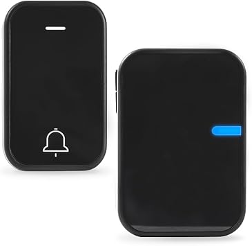 Wireless Doorbell, Battery Free Door Chime, 600ft, 38 Chimes, IP68 | Self-powered, 600ft range, IP68 waterproof, 38 chimes, adjustable volume, plug-in receiver, wire-free, adhesive or screws