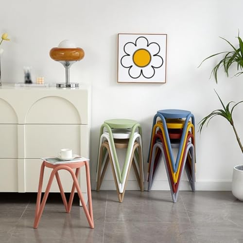 LBLFEBD Taburetes apilables de madera maciza con asiento acolchado, juego de 2 taburetes redondos para encimera de cocina, oficina y aula, taburete tapizado fácil de limpiar - imagen 3