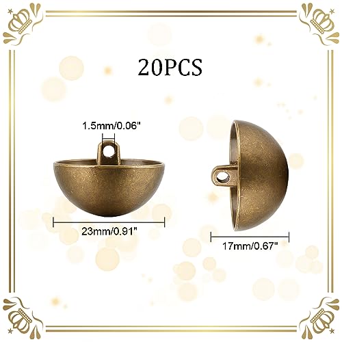 UNICRAFTALE 20Pcs 23mm Half Round Shank Blazer Buttons Metal Half Ball Dome Buttons Antique Bronze Sewing Buttons Alloy Shank Buttons for Christmas Day DIY Sewing Clothing Coats Home Clothes Project - Image 3