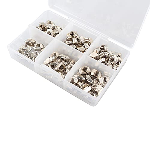 HALJIA 100PCS M5 T Slot Nuts, Carbon Steel Nickel-plated T-Nut M5 for 2020 Series Aluminum Extrusion Profile - Image 3