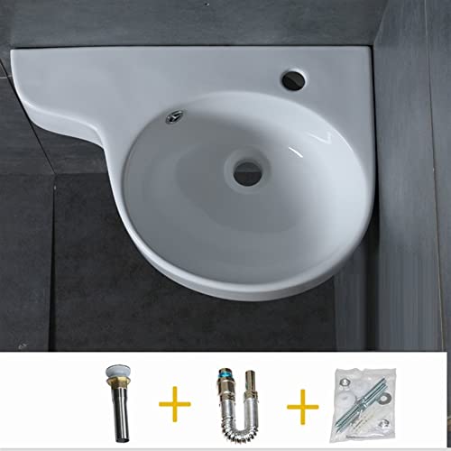 Kizqyn Bathroom Sinks Wall Mount Corner Bathroom Sink White Mini Triangle Porcelain Ceramic Apartment Wall-Mounted Bathroom Sink Bowls Vessel Sink (Color : Right Hole- 1 Set) #TOP1