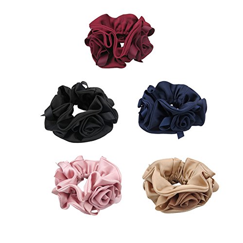 5PCS Satin Hair Scrunchies Elastic Hair Bands Ties Hair Ponytail Holder Hair Accessories For Women