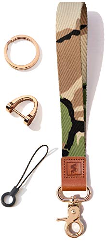 SENLLY Schlüsselband Wristlet Keychain Lanyard Strap Handschlaufe Schlüsselanhänger mit echtem Leder, für Schlüssel, Mobile Handys Telefon, Kamera, Charms Cover