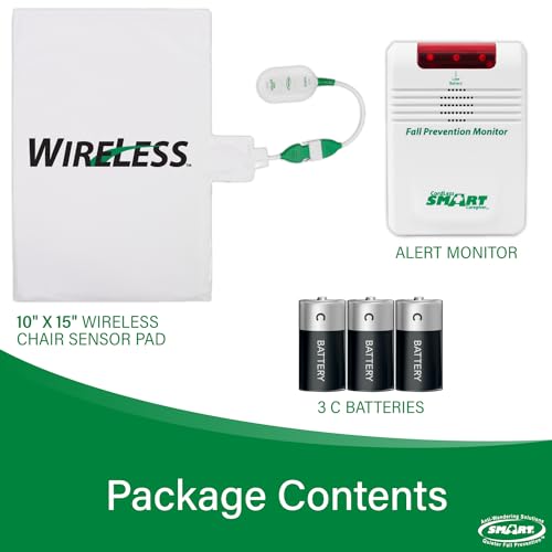 Smart Caregiver Wireless Chair Exit Alarm with Weight Sensing Pad - Automatically alerts caregiver when they get up to prevent falls | 10\"x15\" Pressure Sensor and Cordless Chair Alarm up to 300\' Range - Thumbnail 5